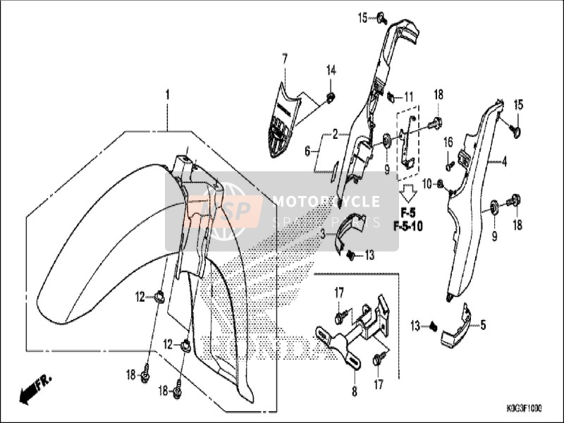 Honda C125 2019 Voorspatbord voor een 2019 Honda C125